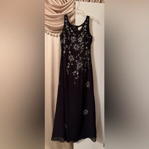 Lenovia Black & White Embroidered Beaded Floral Maxi Dress Women's Dress Y2K